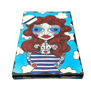 Vibrant Nautical Little Punk People Panting Canvas Art